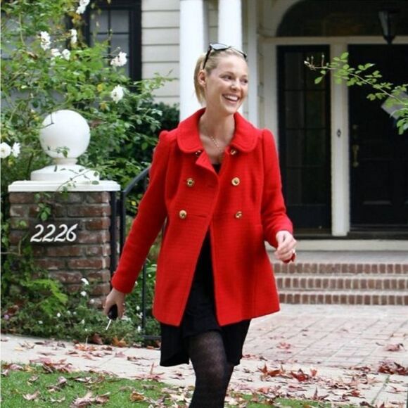 Juicy Couture Jackets & Blazers - Juicy Couture red wool pea coat with gold buttons - Size Small / S